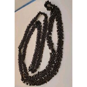Vintage Brown Hawaiian Koa Seed Necklace/Seed 60" Long, Sold By Oceanic Arts
